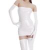 Ftshist Long Sexy Shiny Latex Elbow Length Gloves Patent Leather Long Arm Gloves for Women (White, 28'' L) view 1