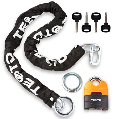 Heavy Duty Anti-Theft Motorcycle Chain Lock - 4ft/120cm Long, 10mm Thick Chain with Bright-Colored Lock, 4 Keys for Bicycle, Scooter (7.28lbs)