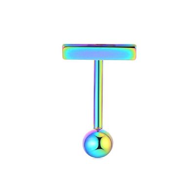 COLORFUL BLING 14g Surgical Stainless Steel Bar Belly Button Rings Set Navel Barbell Ball Studs Body Piercing Jewelry-Rainbow