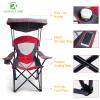 ALPHA CAMP Camp Chair with Shade Canopy Folding Camping Chair with Cup Holder and Carry Bag for Outdoor Camping Hiking Beach, Heavy Duty 300 LBS, Red view 3