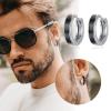 PRAYMOS Mens Earrings 925 Sterling Silver Black Small Huggie Hoop Earrings for Women Men Hypoallergenic -20mm view 4