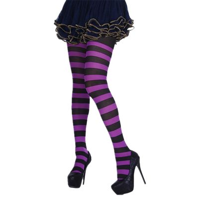 Autone Women Girls Rainbow Multicolor Striped Tights Opaque Stockings Slim Pantyhose for Christmas Halloween Cosplay Costume