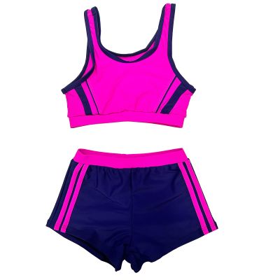 ZUYPSK Girls 2-Piece Athletic Leotard Tracksuit Sleeveless Tank Tops with Shorts Set Gymnastics Dance Sports Workout Outfts (Rose, 7-8)