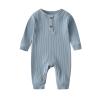 Baby Boy Girl 2 Pack Solid Romper Short/Long Sleeve One Piece Jumpsuits Clothes Sets (Blue & Light Green, 12-18 Months) view 3