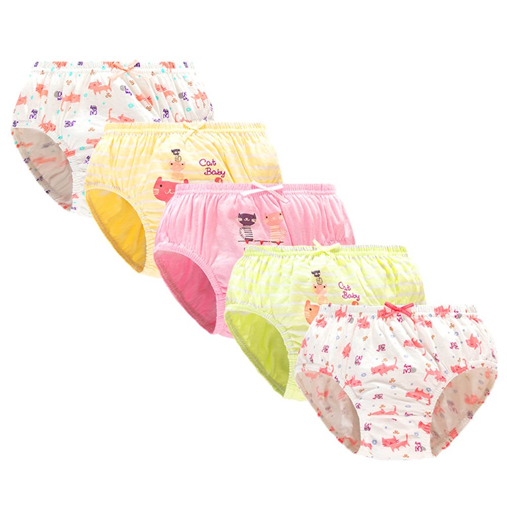Little Girls Cotton Briefs toddler cat underwear girls kitty cat panties Pack of 5 kitty toddler underwear Print Kids Undies