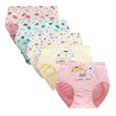 Libsit Little Girls Cotton Briefs toddler cat underwear girls kitty cat panties Pack of 5 kitty toddler underwear Print Kids Undies