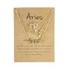 3Pcs Zodiac Gold Plated CZ Necklaces for Women Old English Necklace 12 Constellation Necklace Zodiac Sign Gifts for Women-Aries view 1