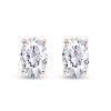1.00 Cttw 4 Prong Brilliant Round Cut White Cubic Zirconia Solitaire Stud Earrings In 14K Rose Gold Post With 14K Rose Gold Over Sterling Silver Push Back For Women view 3
