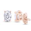 1.00 Cttw 4 Prong Brilliant Round Cut White Cubic Zirconia Solitaire Stud Earrings In 14K Rose Gold Post With 14K Rose Gold Over Sterling Silver Push Back For Women view 4