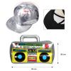 meekoo Halloween Hip Hop Costume 80s 90s Rapper Outfit Cosplay Accessories for Men Inflatable Boombox Baseball Cap(Silver) view 2