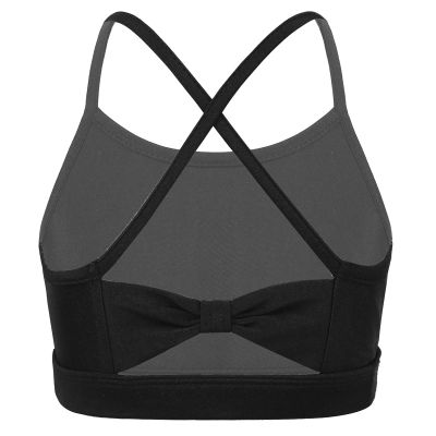 Moggemol Kids Girls Basic Sports Bra Sleeveless Crisscross Keyhole Back Crop Top for Dance/Yoga/Running Black-C 16