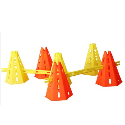 Agility Training Cone Plastic Sports Cone Set Adjustable Height Agile Cone, 6 Training Cones and 6 Marking Rods