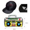 meekoo Halloween Hip Hop Costume 80s 90s Rapper Outfit Cosplay Accessories for Men Inflatable Boombox Baseball Cap(Black) view 2