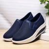 oiangi Women Wedge Shoes Breathable Mesh Sneakers Slip On Comfort Walking Shoes Fashion Casual Solid Color Round Toe Non-Slip Platform Sports Shoes Blue view 2