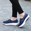 oiangi Women Wedge Shoes Breathable Mesh Sneakers Slip On Comfort Walking Shoes Fashion Casual Solid Color Round Toe Non-Slip Platform Sports Shoes Blue view 3