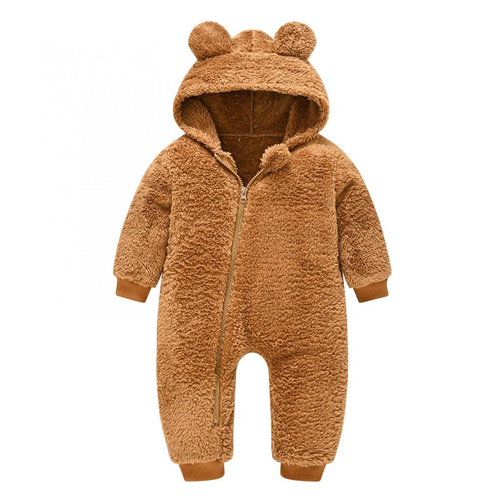 Digood Girls Hooded Coat Infant Newborn Baby Boys Bear Warm Thick Snowsuit Hooded Coat Jumpsuit Kids Cotton Outwear(Brown,18-24 Months)