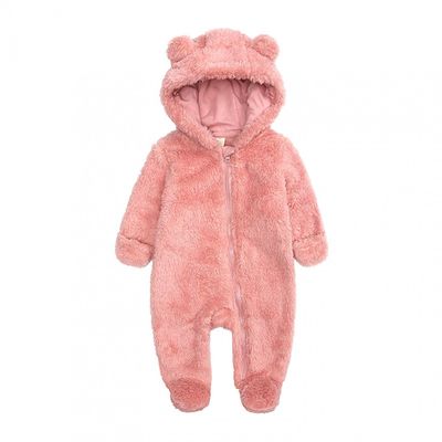 Digood Girls Hooded Coat Newborn Baby Boy Jacket Fleece Hooded Footed Coat Outerwear Romper Jumpsuit Kids Cotton Outwear(Pink,6-9 Months)