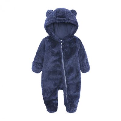 Digood Girls Hooded Coat Newborn Baby Boy Jacket Fleece Hooded Footed Coat Outerwear Romper Jumpsuit Cotton Padded Coat(Navy,6-9 Months)