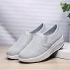 oiangi Women Wedge Shoes Breathable Mesh Sneakers Slip On Comfort Walking Shoes Fashion Casual Solid Color Round Toe Non-Slip Platform Sports Shoes Grey view 2