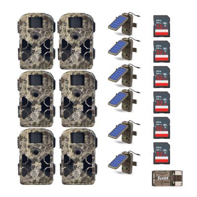 Stealth Cam G42NG 32MP No Glow Trail Camera (Kryptek Camouflage) Bundle with Solar Power Panel, 32GB Memory Card,and All-in-One High Speed USB 2.0 Card Reader (6-Pack)