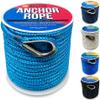 Better Boat Premium Anchor Rope, 100 Ft Double Braided White Nylon Marine Line, Reflective 3/8 Inch Reel for Anchors and Boats - Blue view 1
