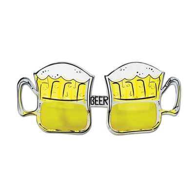 Pack of 6 Yellow and White Beer Mug Party Eyeglasses Costume Accessories - One Size