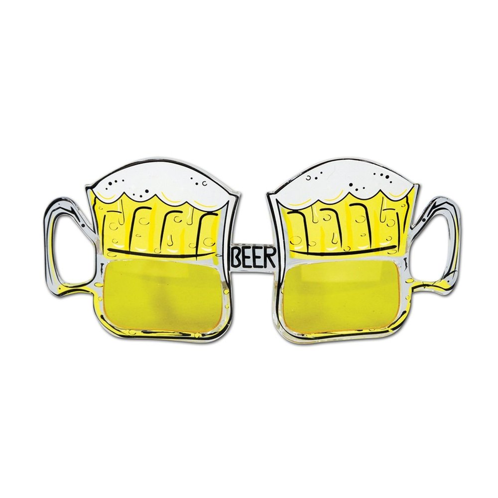 Pack of 6 Yellow and White Beer Mug Party Eyeglasses Costume Accessories - One Size