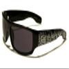 Locs Paisley Bandana Print Slim Rectangular Retro Wrap Around Sunglasses (Glossy Black & Black Bandana Frame, Black Lenses), One Size Fits Most view 1