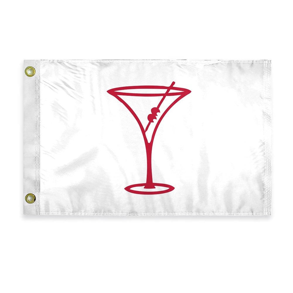 AGAS Cocktail Time Novelty Boat Flag - 12 x 18 inch - Double Sided Printed 200D Nylon - Solid Brass Eyelets Canvas Heading - Vivid Colors Fade Proof - Cocktail Time Funny Boat Nautical Flag