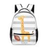 Giraffe Football Striped Grey Students Personalized School Backpack Bags Kids Backpack for Teen Boys Girls,Custom Travel Backpack Bookbag view 1