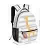 Giraffe Football Striped Grey Students Personalized School Backpack Bags Kids Backpack for Teen Boys Girls,Custom Travel Backpack Bookbag view 2