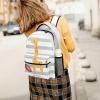 Giraffe Football Striped Grey Students Personalized School Backpack Bags Kids Backpack for Teen Boys Girls,Custom Travel Backpack Bookbag view 3