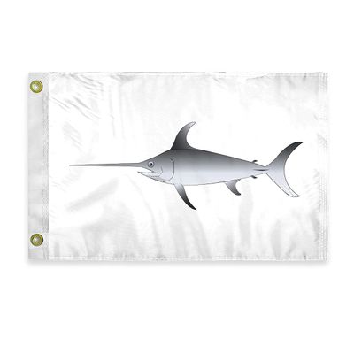 AGAS Sword Fish Novelty Boat Flag - 12 x 18 inch - Double Sided Printed 200D Nylon - Solid Brass Eyelets Canvas Heading - Vivid Colors Fade Proof - Sword Fish Funny Boat Nautical Flag
