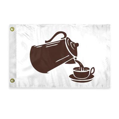 AGAS Coffee Break Novelty Boat Flag - 12 x 18 inch - Double Sided Printed 200D Nylon - Solid Brass Eyelets Canvas Heading - Vivid Colors Fade Proof - Coffee Break Funny Boat Nautical Flag