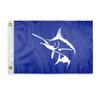 AGAS White Marlin Novelty Boat Flag - 12 x 18 inch - Double Sided Printed 200D Nylon - Solid Brass Eyelets Canvas Heading - Vivid Colors Fade Proof - White Marlin Funny Boat Nautical Flag view 1
