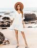 Aoulaydo Cover Ups for Swimwear Women Casual Loose Fitting Beach Dress V-Neck Bathing Suit Beachwear White view 2