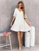 Aoulaydo Cover Ups for Swimwear Women Casual Loose Fitting Beach Dress V-Neck Bathing Suit Beachwear White view 3