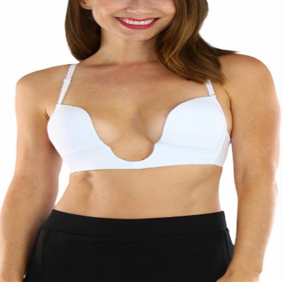 ToBeInStyle Women's Deep Plunge Convertible V Bra - White - 34B