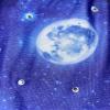 Capsmith Danbando Headband Head Wrap Bandanna Blue Purple Midnight Sky Stars Moon with Roses on Back with Rhinestones 4 Way Stretch Sweatband view 2