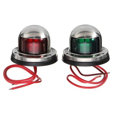 1Pair 12V Stainless Steel Red Green Bow LED Navigation Lights Boat Marine Indicator Spot Light Marine Boat Yacht Sailing Light DaJiKan