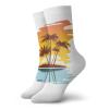GULTMEE Fashion Compression Socks,Tropical Abstract Background With Palm Trees And Sunset Ocean Coastline,Performance Polyester Cushioned Athletic Crew Socks for Running,Athletic, -12 inch view 1