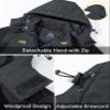 MAGCOMSEN Warm Jackets for Men Winter Waterproof Windproof Ski Snow Coats Insulated Fleece Snowboard Parka Raincoats Grey Black, M view 4