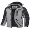 MAGCOMSEN Mens Snow Ski Jackets Heavy Winter Fleece Lined Snowmobile Coats Waterproof Windproof Parka 5 Pockets Light Grey, L view 1