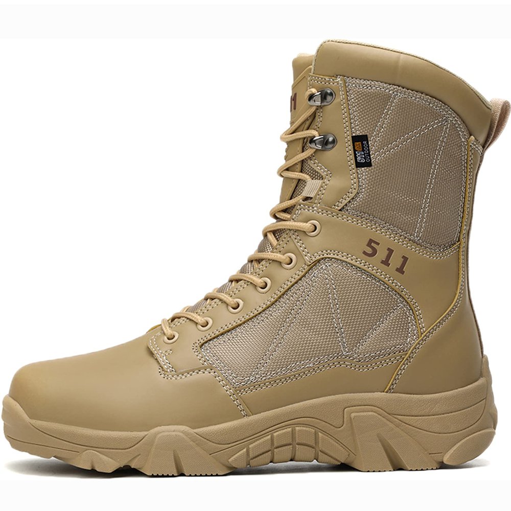 hongrenamz Mens Hiking Boots Waterproof High Hiking Shoes Outdoor Trekking Boots Non Slip Camping Boots Sand-EU40/US7.5