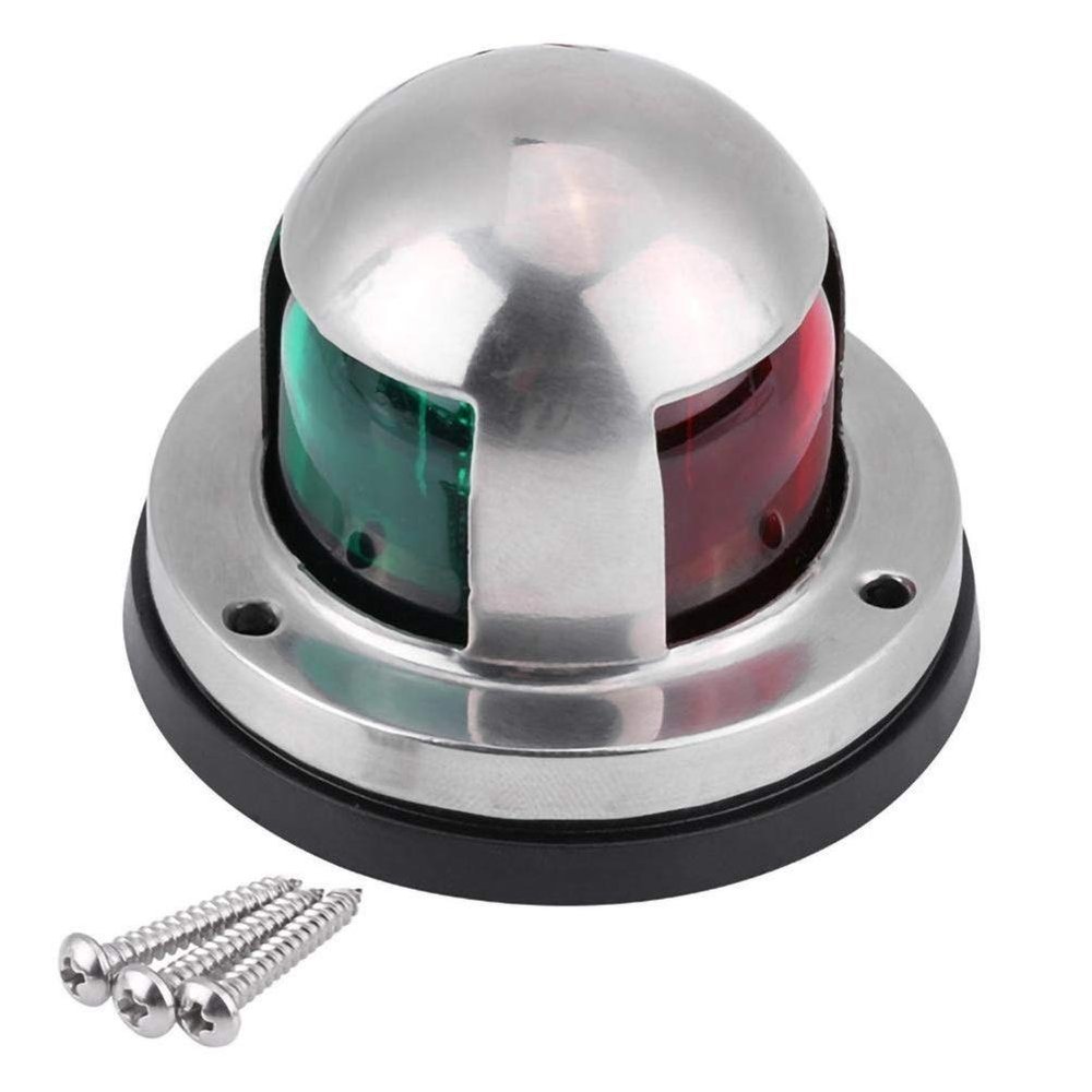 1pcs 12V 316 Stainless Steel Marine Boat Yacht LED Navigation Light Red and Green Bow Lights Deck Mount DaJiKan