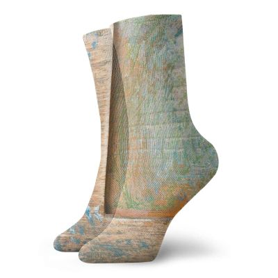 GULTMEE Funky Colorful Cushion Sport Socks,Letterpress Natural Old Texture Backdrop Writing Symbol Timeworn Design Typography,Athletic Cushioned Running Performance Crew Socks For Men/Women, -12 inch
