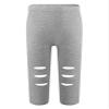 easyforever Kids Girls Dance Gymnastics Stretchy Ripped Knee Crop Leggings Pants Workout Trousers Tights Grey 2-3 view 1