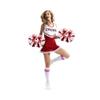 Hooshing 2PCS Red and White Pom Poms Cheerleading Holographic Spot Cheer Pompoms with Baton Handle for Team Spirit Sports Dance Cheering Kids Adults view 3