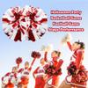 Hooshing 2PCS Red and White Pom Poms Cheerleading Holographic Spot Cheer Pompoms with Baton Handle for Team Spirit Sports Dance Cheering Kids Adults view 4