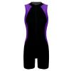 Alvivi Women's One Piece Front Zipper Swimsuits Boyleg Sports Diving Swimwear Romper Bodysuit Purple Small view 4